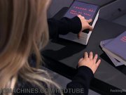 Oulik, Blond, Geskool Deur Die Robot Dildo